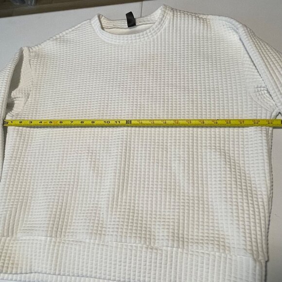 Dazy White Textured Waffle-Knit Crewneck Pullover Sweater M - Picture 10 of 11